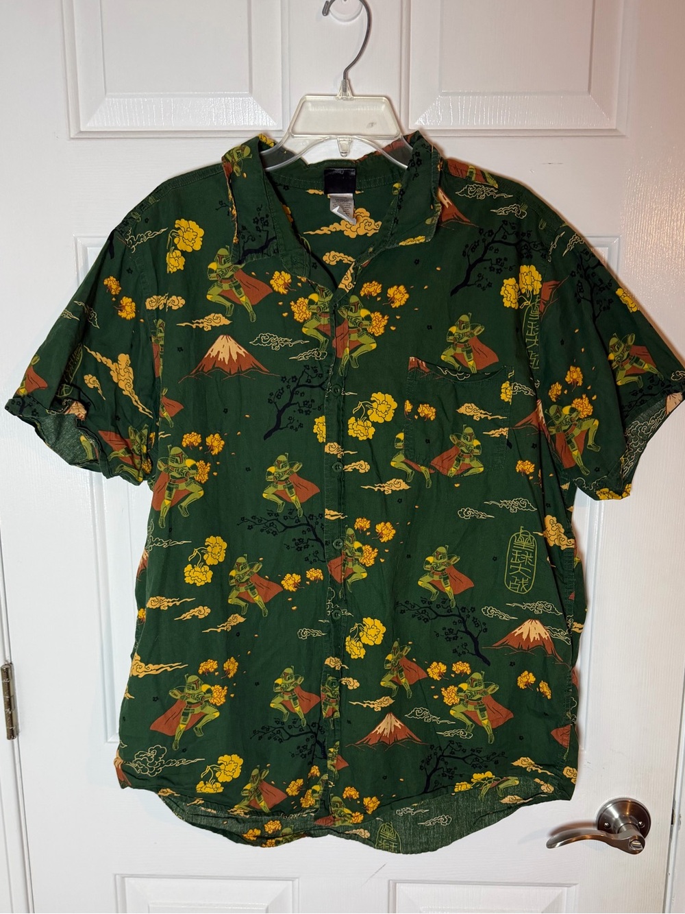 Mandalorian Star Wars Hawaiian Print Short-Sleeve Button-Up Shirt XXL